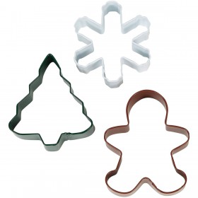 Комплект метални кутери "Коледна елха, джинджър и снежинка" - 3 елемента